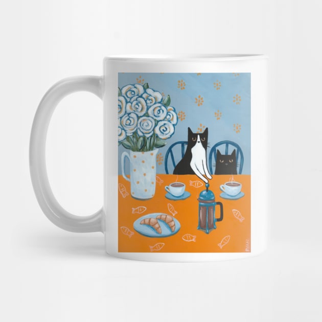 French Press Coffee Cats by KilkennyCat Art